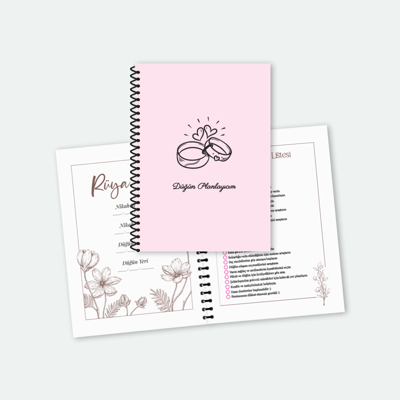 Düğün Planlayıcısı Yüzük Baskılı Anı Defteri