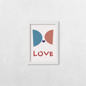 Love Temalı Çerçeveli Tablo – 13×18 cm Beyaz