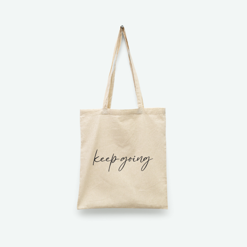 Keep Going Baskılı Tote Bez Alışveriş Çantası