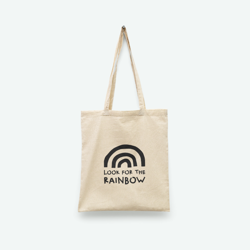 Gökkuşağı Baskılı Tote Bez Alışveriş Çantası
