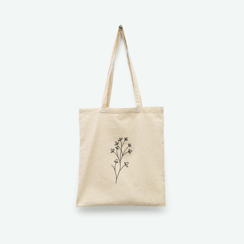 Çiçek Baskılı Tote Bez Alışveriş Çantası
