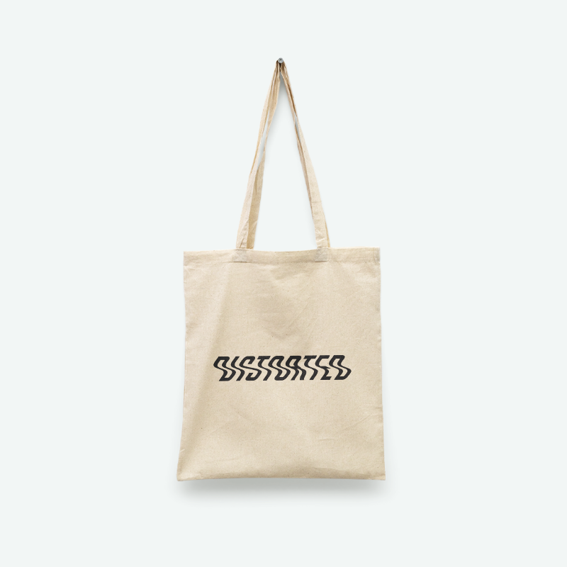 Distorted Baskılı Tote Bez Alışveriş Çantası