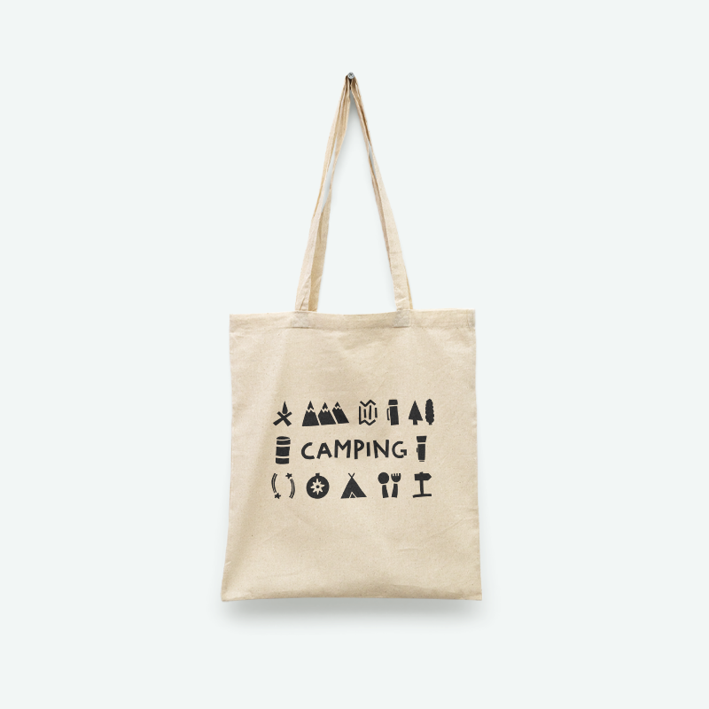 Kamp Baskılı Tote Bez Alışveriş Çantası