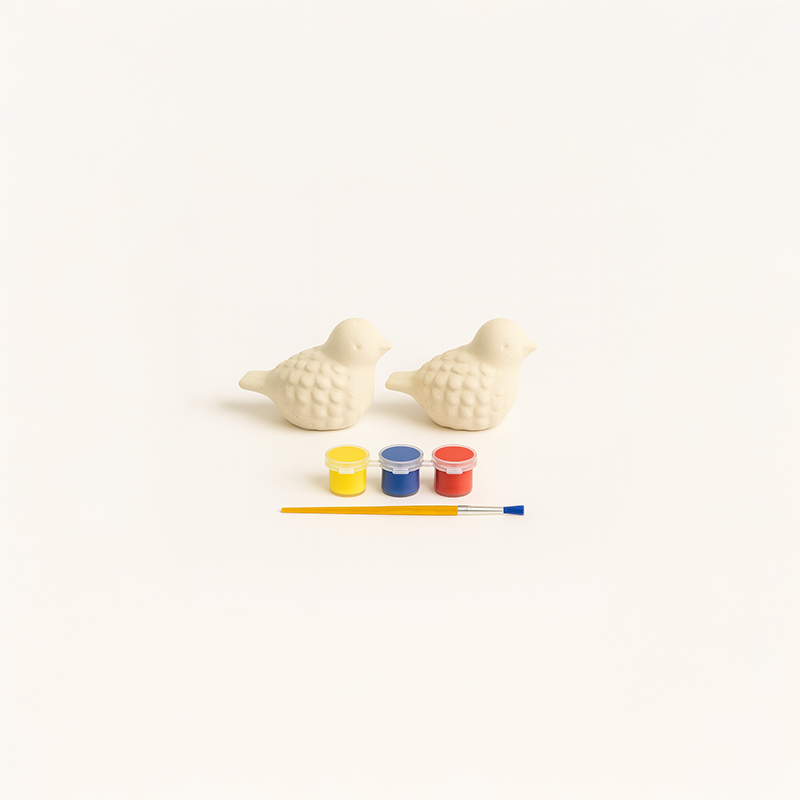 Sevimli Kuş Beton Taş Boyama Seti