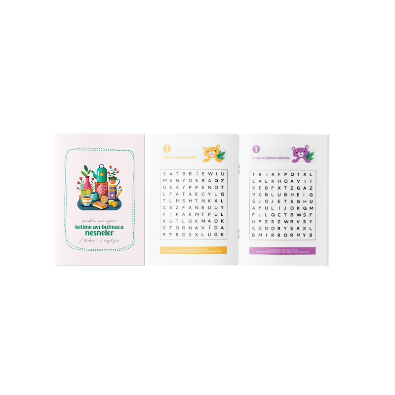 Çocuklar İçin Eğitici Kelime Avı – Nesneler Bulmaca Kitabı