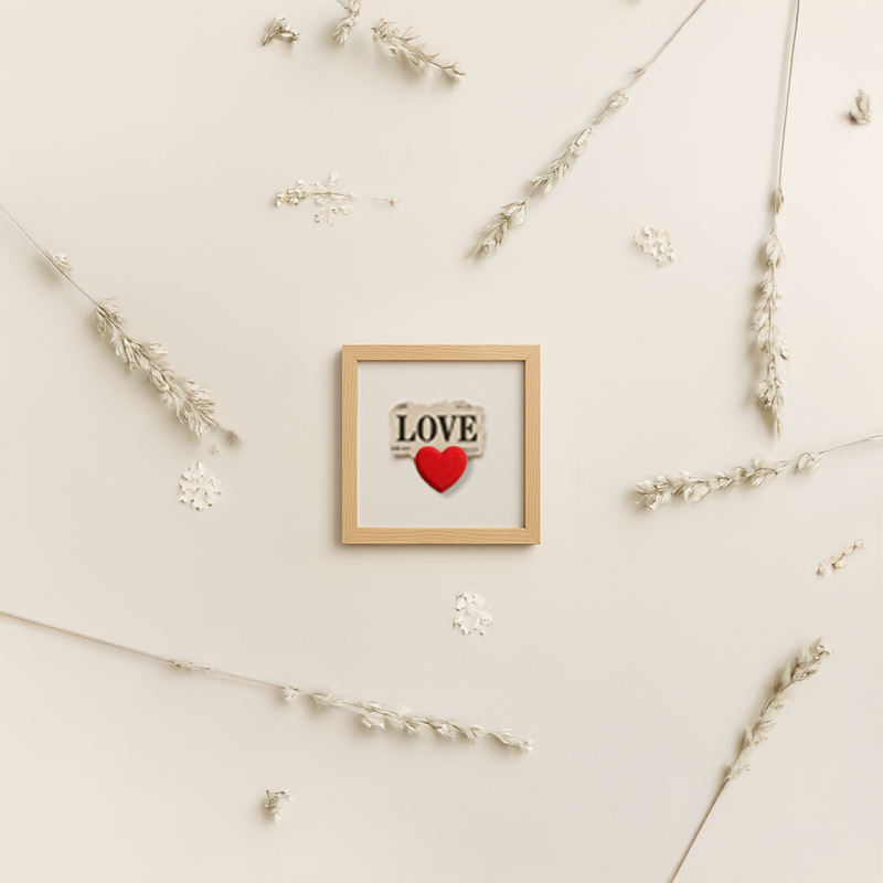 Love Temalı Mini Çerçeveli Tablo – 8×8 cm