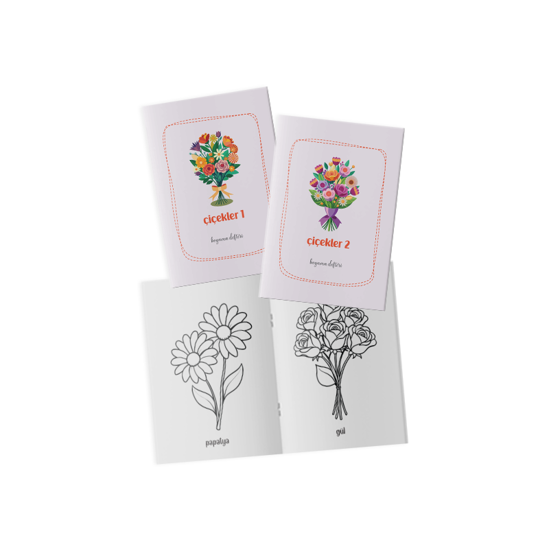Çiçekler Boyama Kitabı 2’li Set