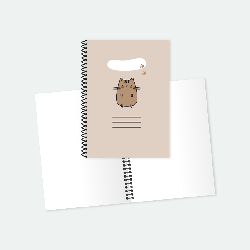 Sevimli Kedi Helezon Spiralli A5 Not Defteri