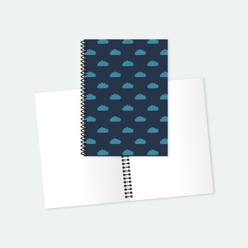 Bulut Baskılı Helezon Spiralli A5 Not Defteri