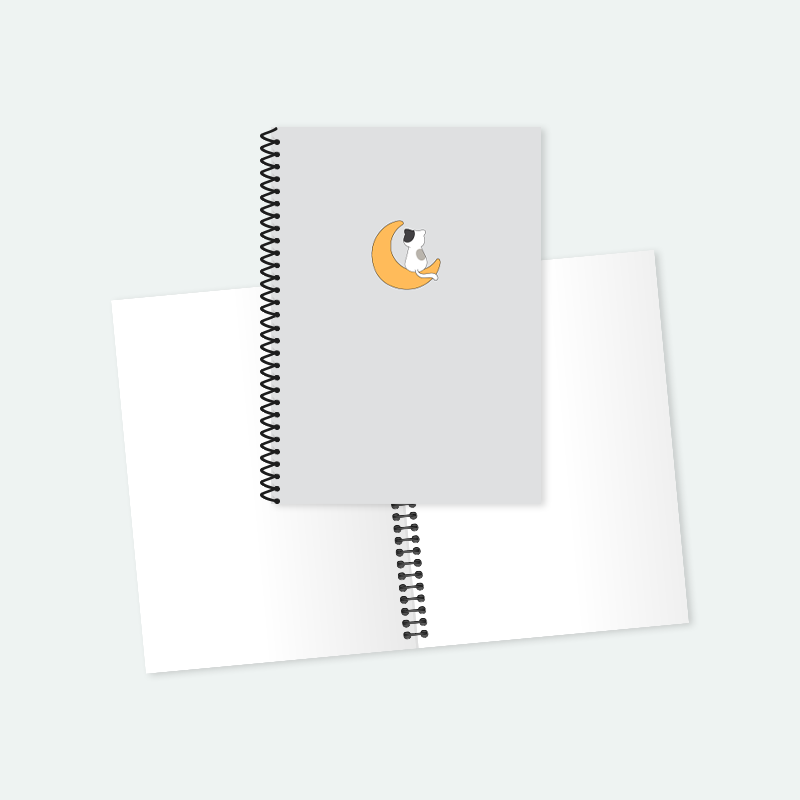 Ay ve Kedi Helezon Spiralli A5 Not Defteri