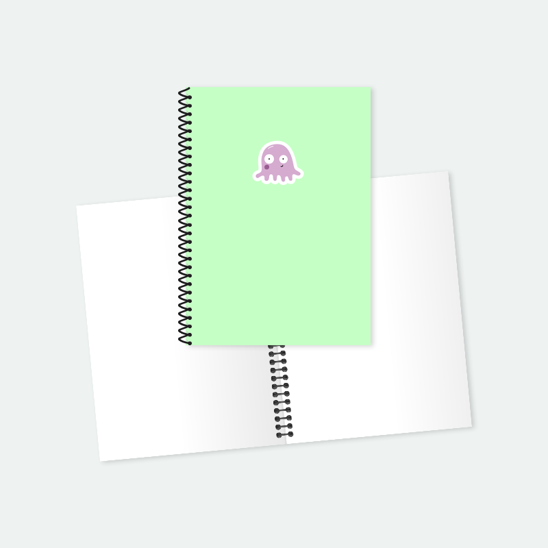 Sevimli Ahtapot Spiralli A5 Not Defteri