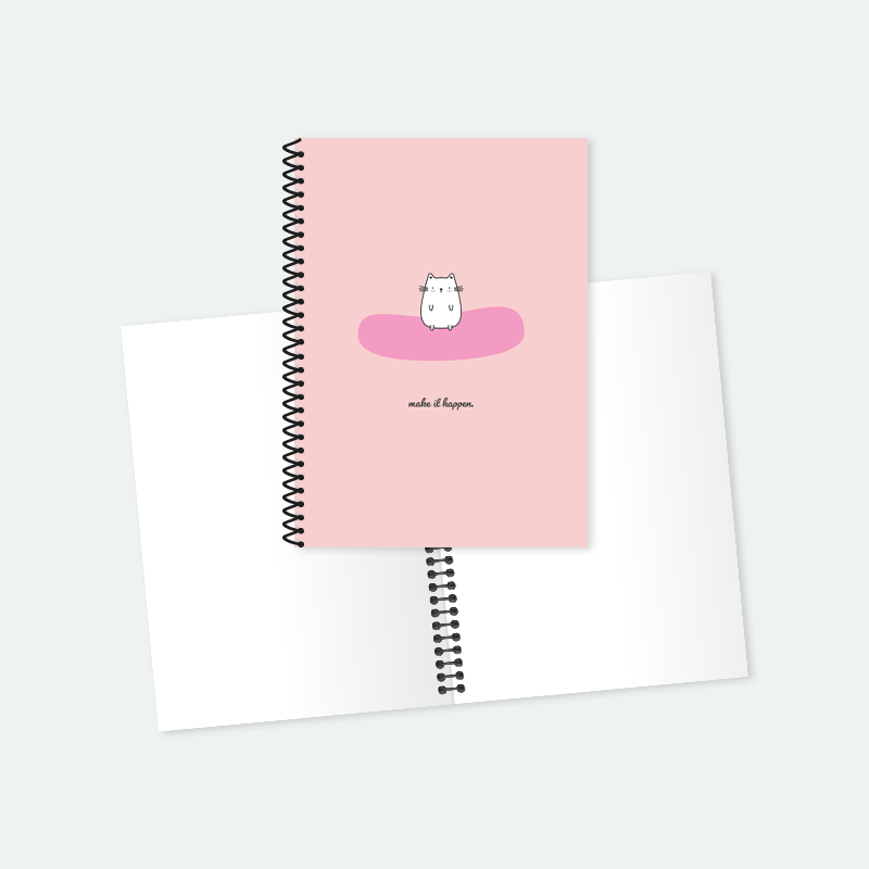 Sevimli Kedi 3 Spiralli A5 Not Defteri