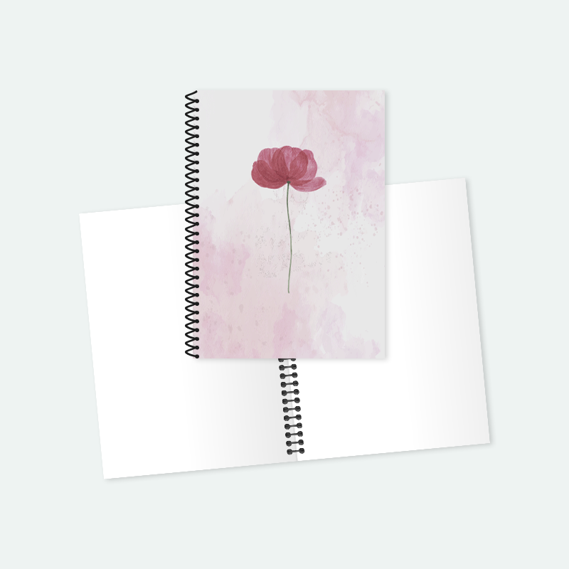 Çiçek Baskılı Helezon Spiralli A5 Not Defteri