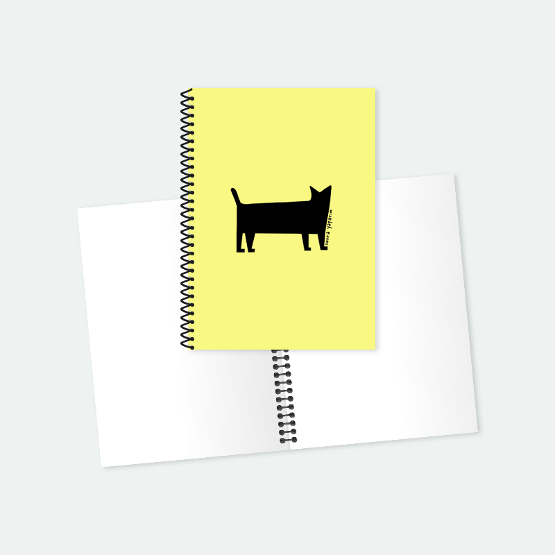 Siyah Kedi Helezon Spiralli A5 Not Defteri