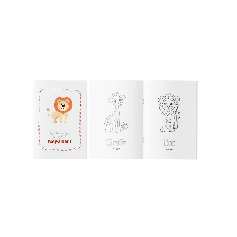 Boyarken İngilizce Öğreniyorum – Hayvanlar Etkinlik Boyama Kitabı 1