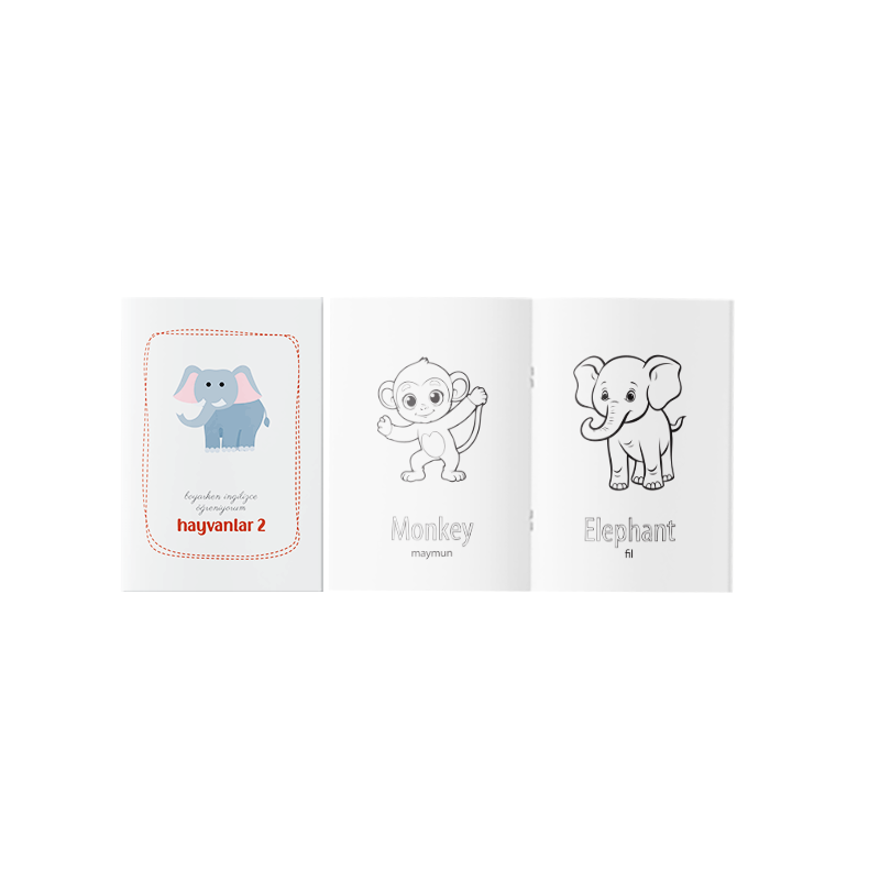 Boyarken İngilizce Öğreniyorum – Hayvanlar Etkinlik Boyama Kitabı 2