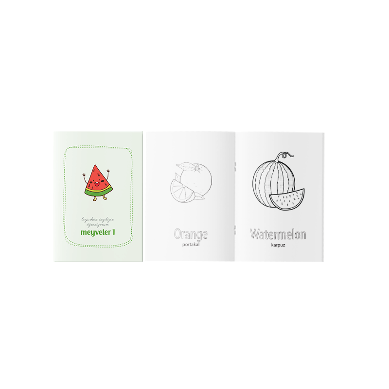 Boyarken İngilizce Öğreniyorum – Meyveler Etkinlik Boyama Kitabı 1