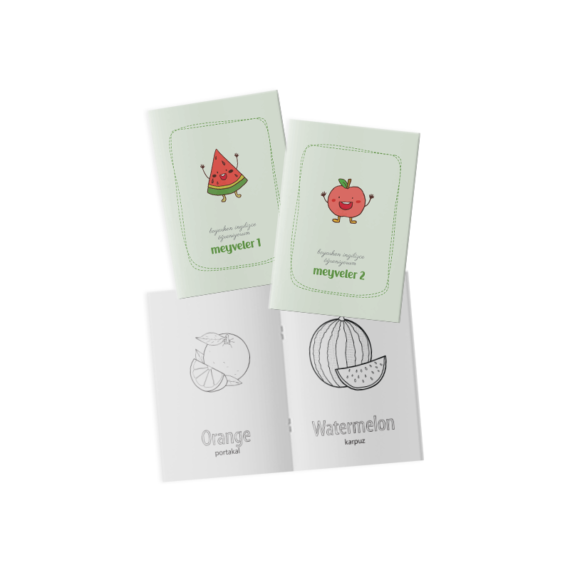 Boyarken İngilizce Öğreniyorum – Meyveler Etkinlik Boyama Kitabı 2’li Set