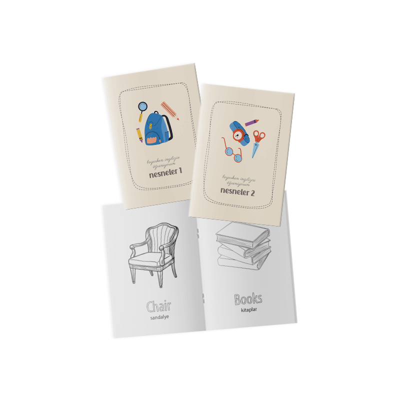Boyarken İngilizce Öğreniyorum – Nesneler Etkinlik Boyama Kitabı 2’li Set