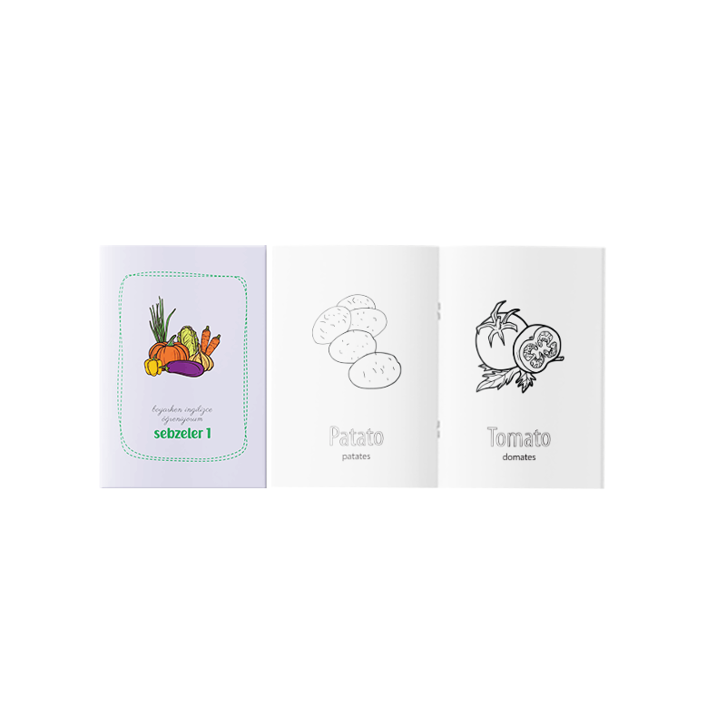 Boyarken İngilizce Öğreniyorum – Sebzeler Boyama Kitabı 2