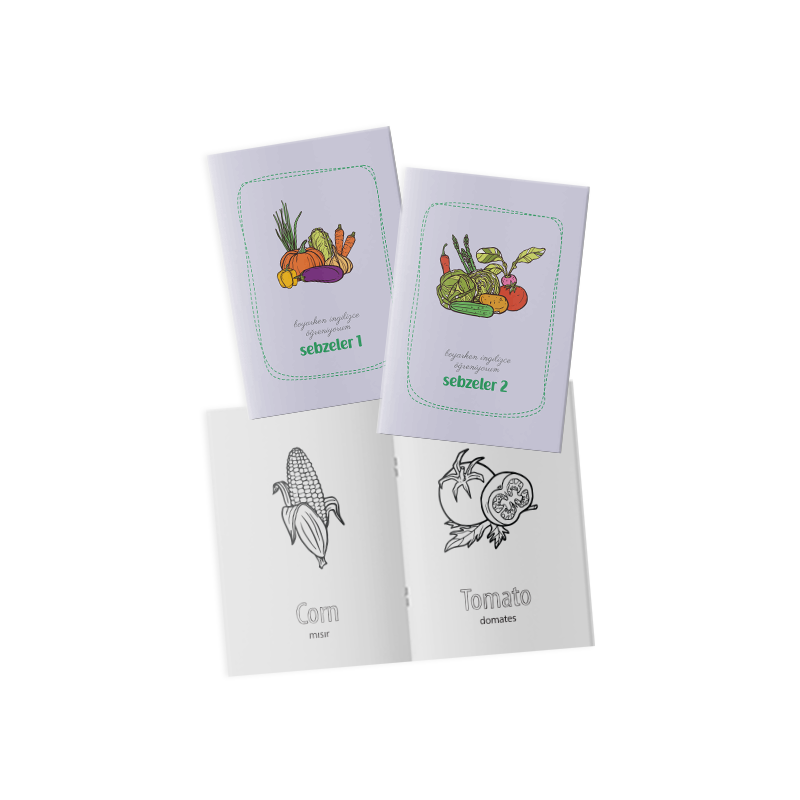 Boyarken İngilizce Öğreniyorum – Sebzeler Boyama Kitabı 2’li Set