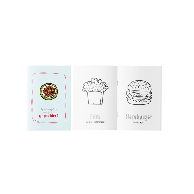 Boyarken İngilizce Öğreniyorum – Yiyecekler Boyama Kitabı 1