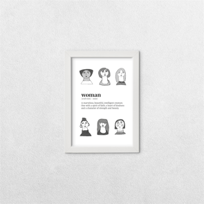 Kadın Temalı Çerçeveli Tablo – 13×18 cm Beyaz