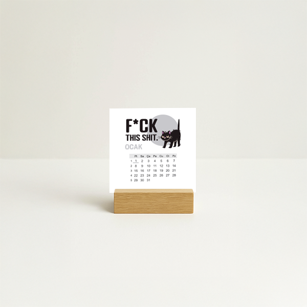Kedi Temalı Mini Kart Masaüstü Takvim