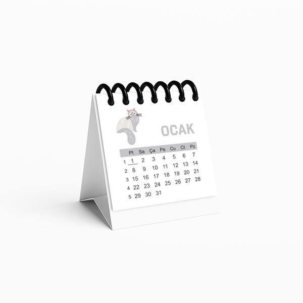 Kedi Temalı Mini Masaüstü Takvim