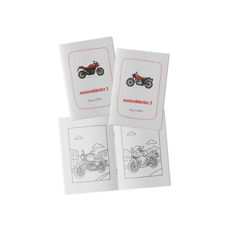Motosikletler Boyama Kitabı 2’li Set