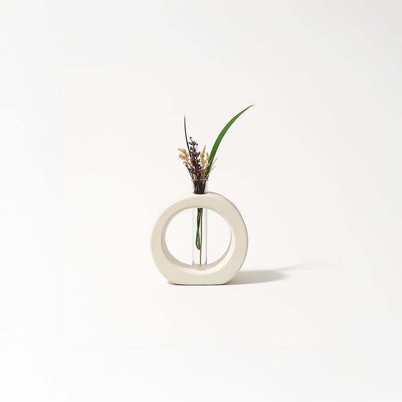 Minimalist Dekoratif Beton Tüplü Vazo – Elips