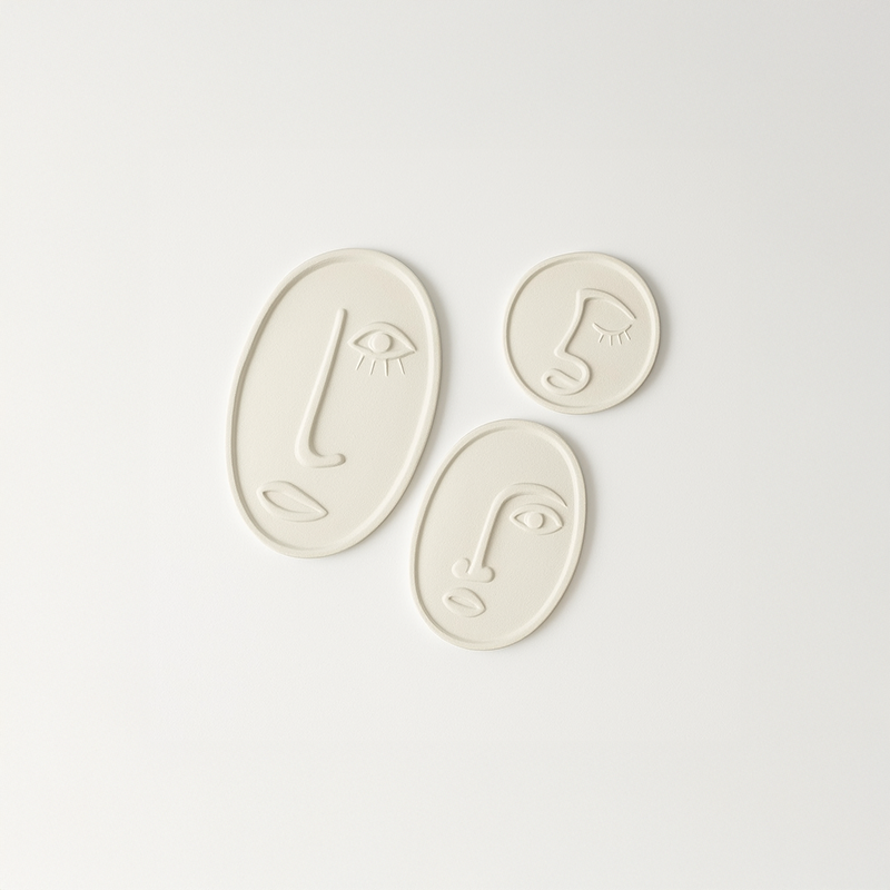 Dekoratif Beton İskandinav Yüzler Takı Sunumluk Set