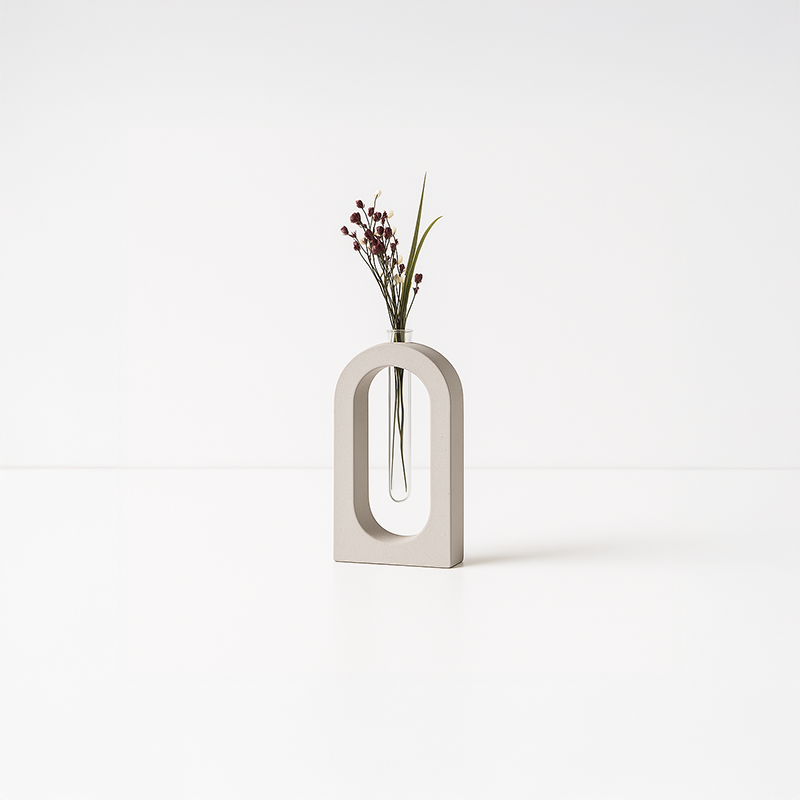 Minimalist Dekoratif Beton Tüplü Vazo – Oval