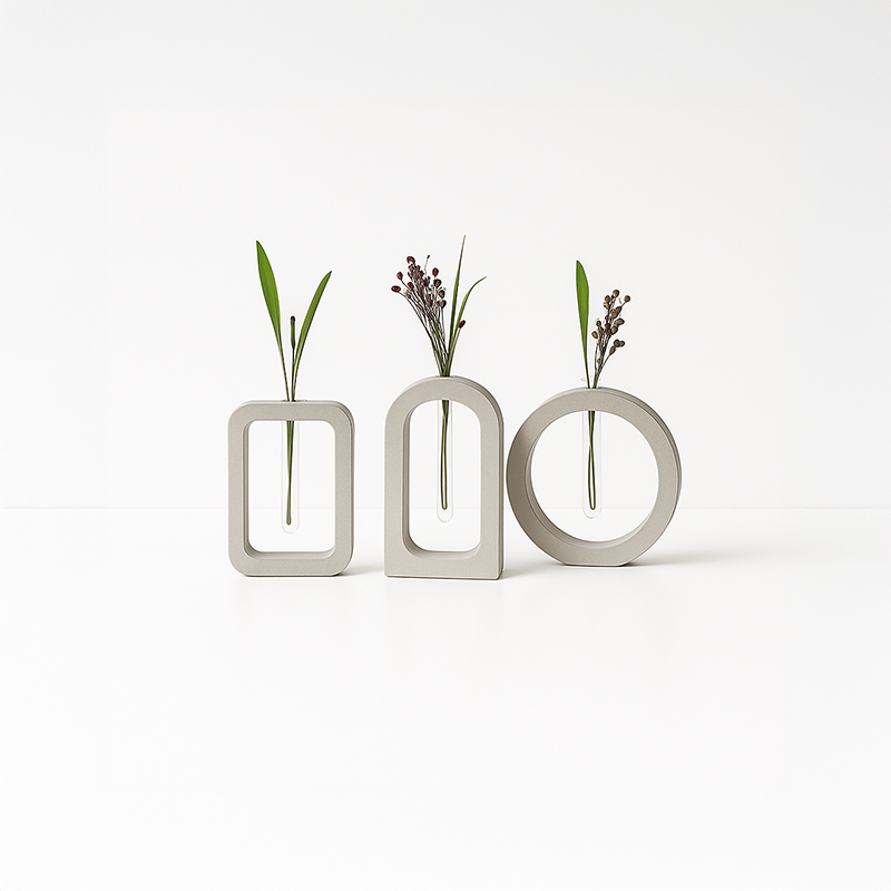 Minimalist Dekoratif Beton Tüplü 3’lü Vazo Set