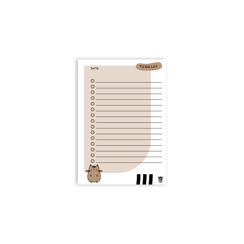 Sevimli Kedi To Do List Bloknot – Kahverengi