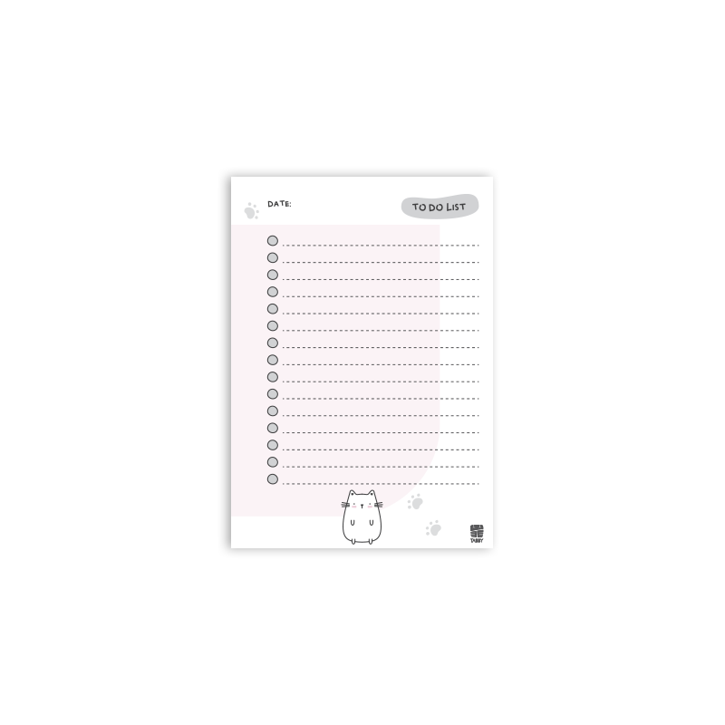 Sevimli Kedi To Do List Bloknot – Pembe