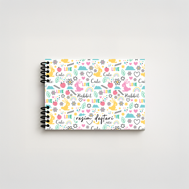 Sevimli Desen 2 Spiralli Resim Defteri