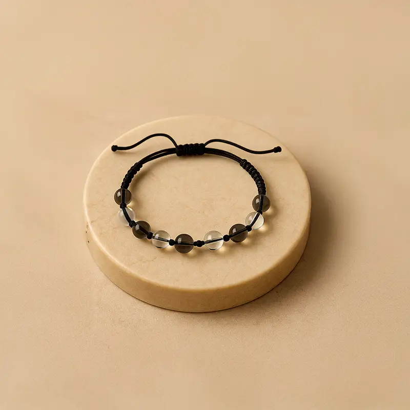 Kuvars Doğal Taş Makrome Örgülü Bileklik