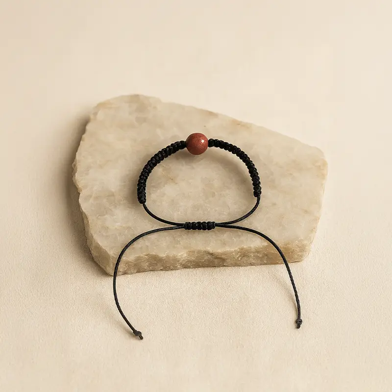 Yıldız Taşı Tekli Doğal Taş Makrome Örgülü Bileklik