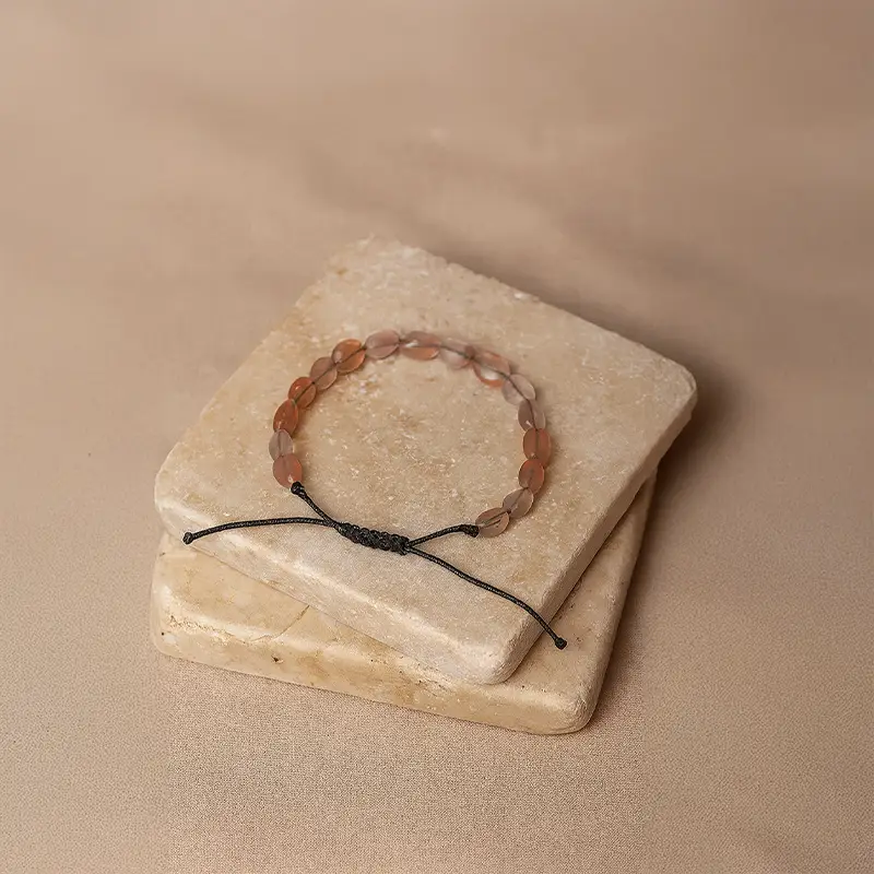 Renkli Akik Doğal Taş Makrome Örgülü Bileklik