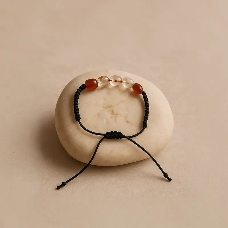 Karışık Akik Doğal Taş Makrome Örgülü Bileklik