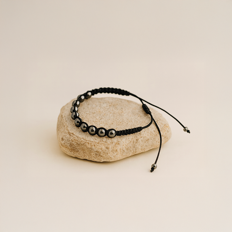 Hematit Doğal Taş Makrome Örgülü Bileklik