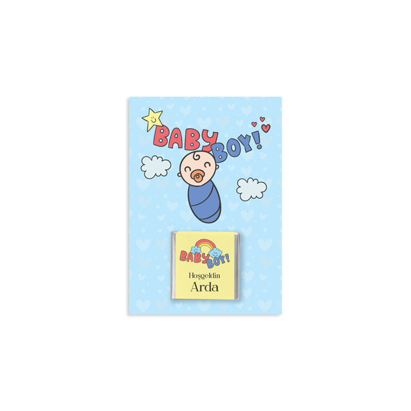 Erkek Bebek Baby Shower Çikolata Kart Seti – 20 Adet