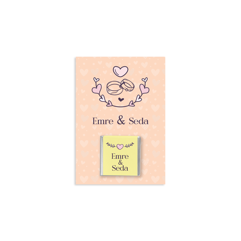 Düğün, Söz, Nişan Hediye Hatıra Özelleştirilebilir Çikolata Kart Seti – 20 Adet