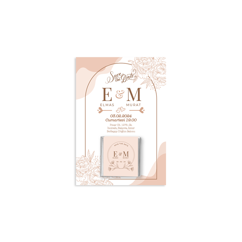 Düğün, Söz, Nişan Hediye Hatıra Özelleştirilebilir 2 Çikolata Kart Seti – 20 Adet