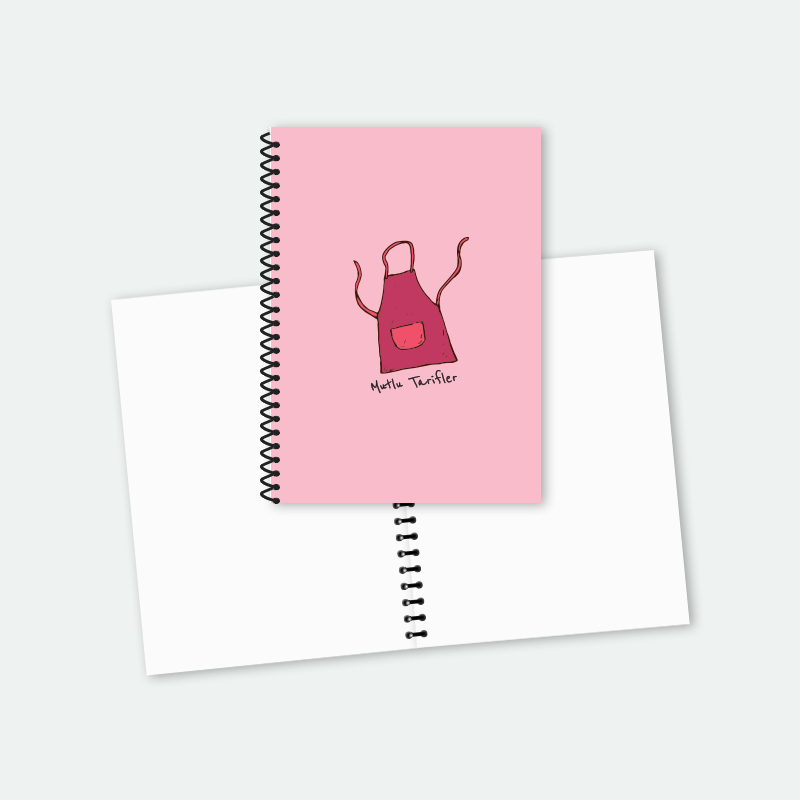 Mutlu Tarifler Mutfak Önlüğü Baskılı Tarif Defteri