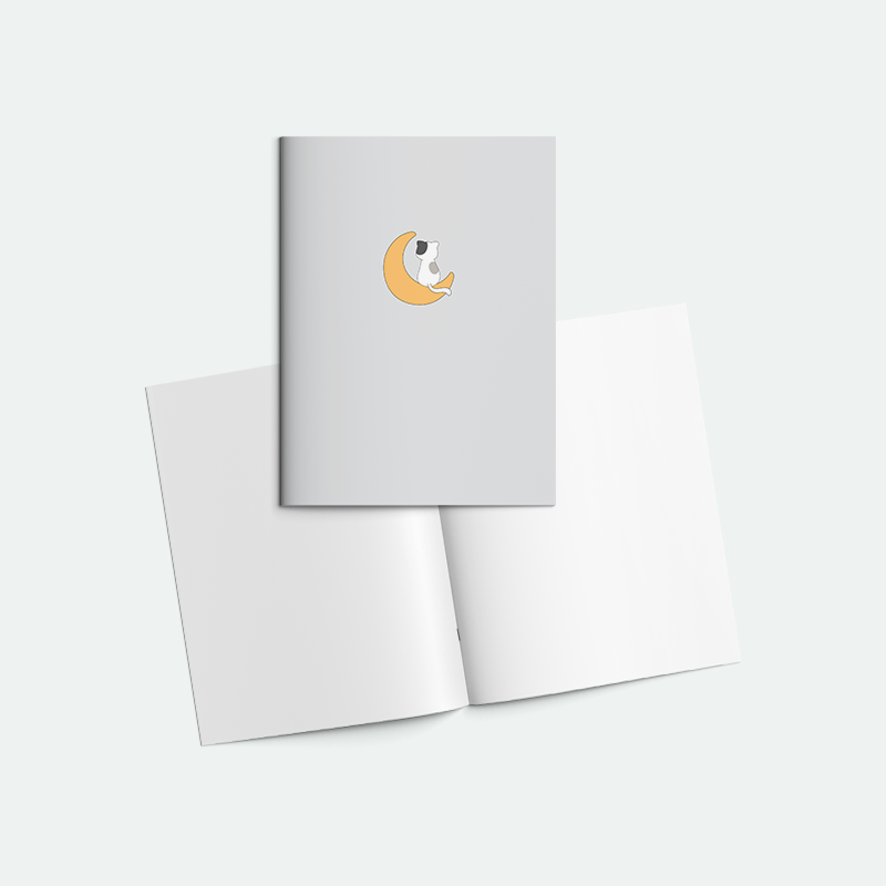 Ay ve Kedi Zımbalı A5 Not Defteri