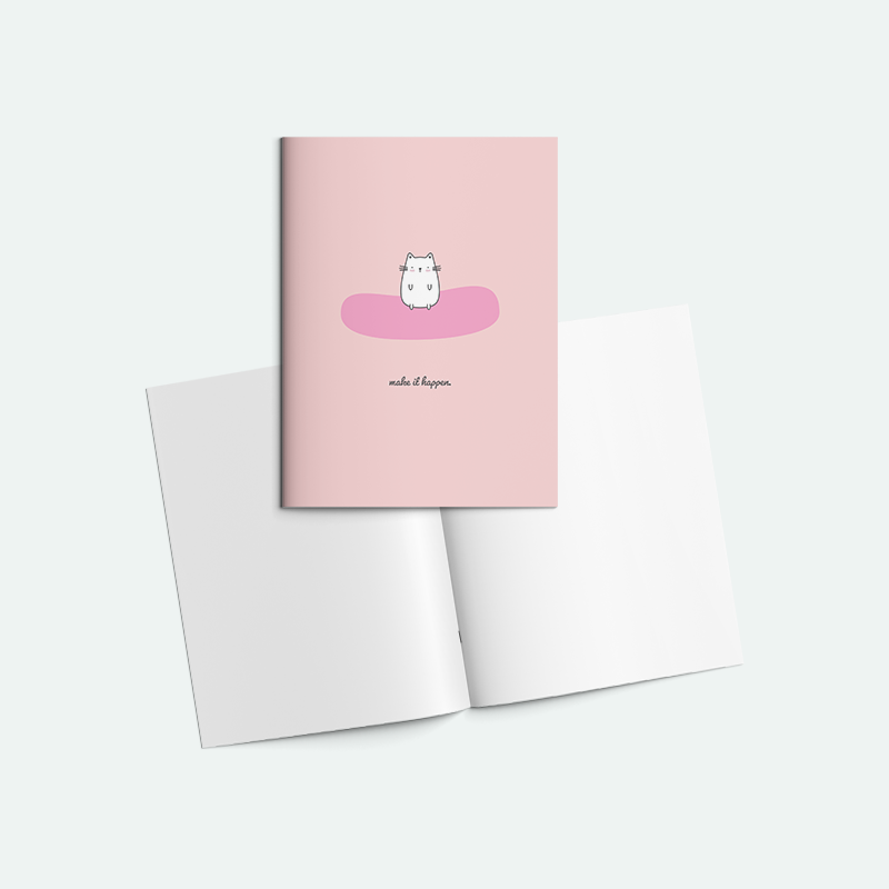 Sevimli Kedi 3 Zımbalı A5 Not Defteri