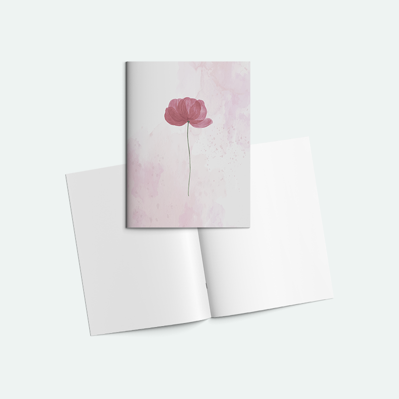 Çiçek Baskılı Zımbalı A5 Not Defteri