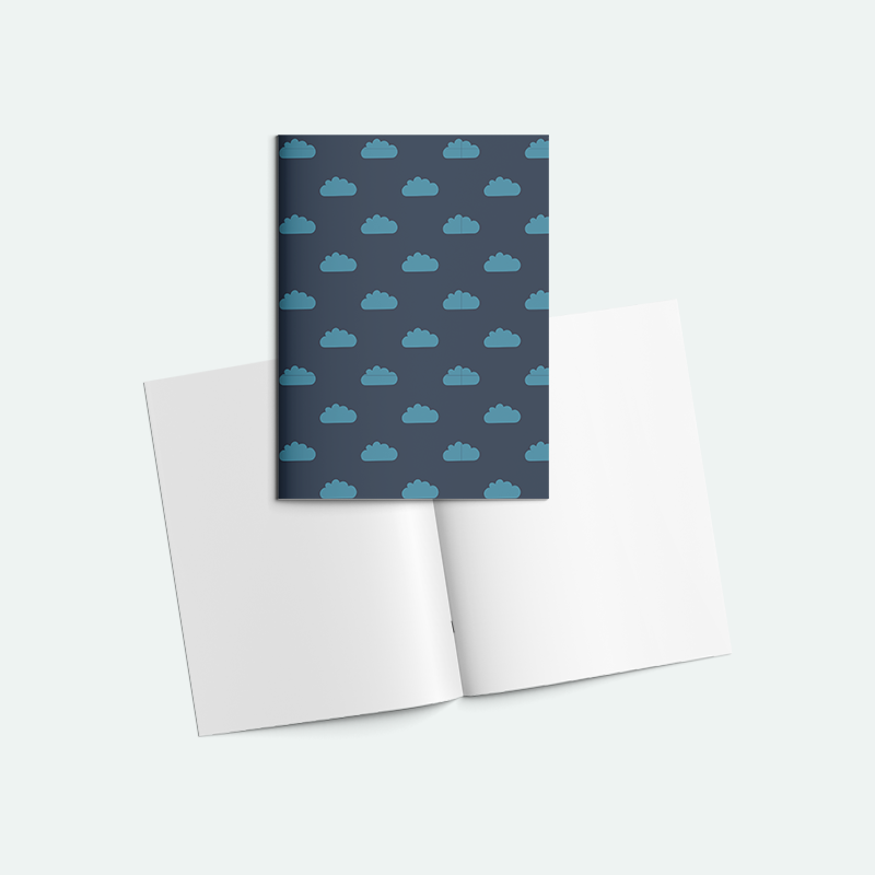 Bulut Baskılı Zımbalı A5 Not Defteri